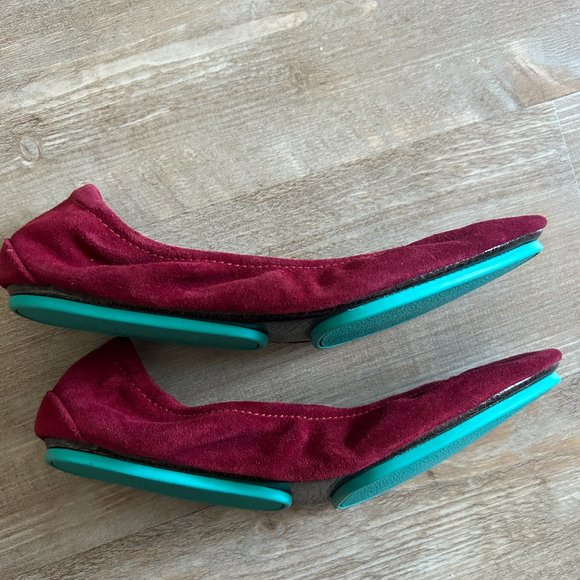 Tieks Rouge dark red suede ballet flats - Picture 5 of 8